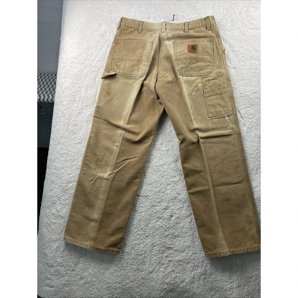 Vintage Carhartt Pants 35x30 Tan B11 BRN-Made In The‎ USA Thrashed Skater Baggy
